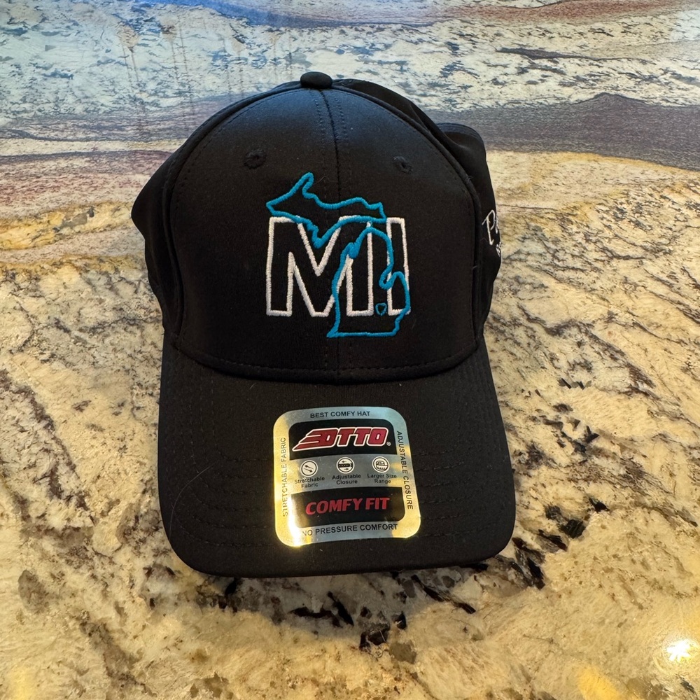 OTTO Black and Blue Comfy Fit Hat. MIchigan! Great Lakes
